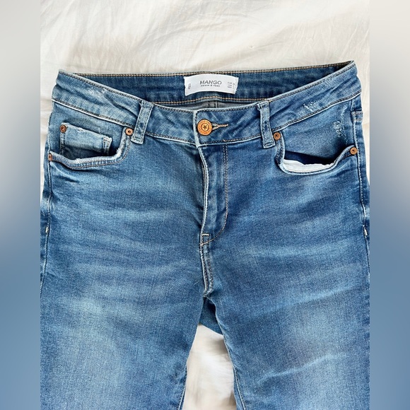 Mango Cropped Straight Leg Jeans Medium Wash Size 4 - Picture 4 of 5